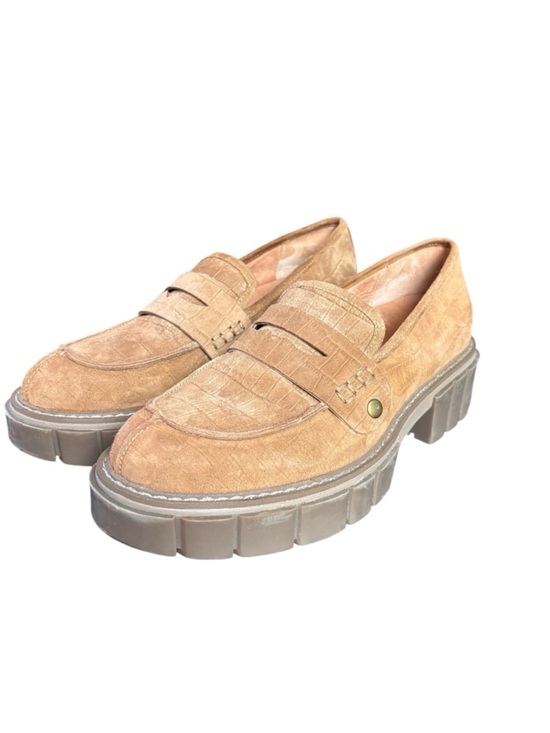 Elodie Shoes - Vionic Elodie Lug Sole Tan Suede Loafers – Sz 8 (38.5 EU)